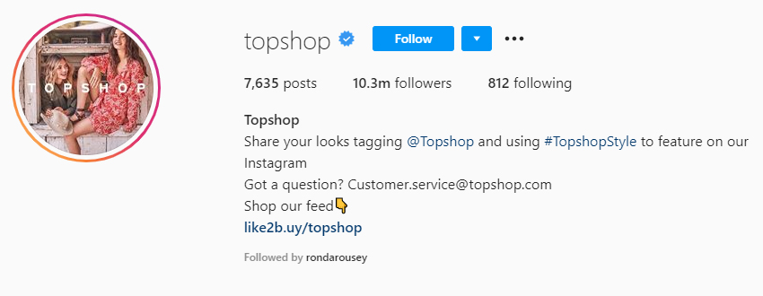 topshop page