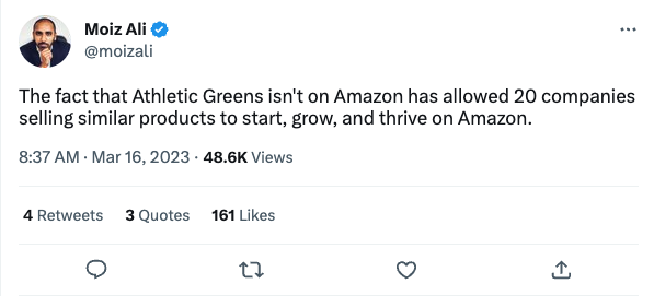 Moiz Ali Tweet about Athletic Greens