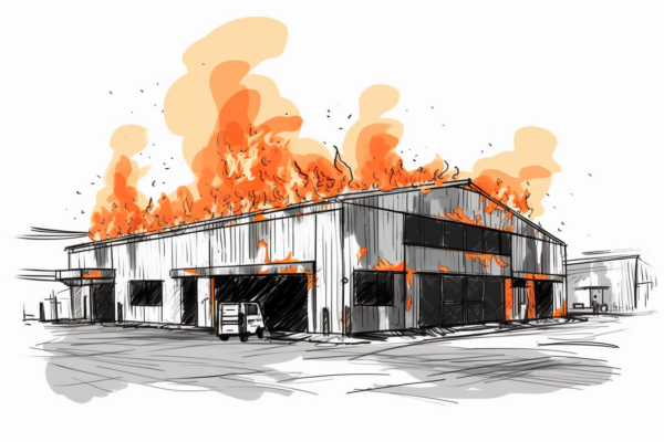 Warehouse on fire